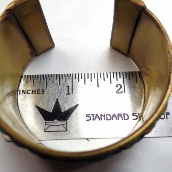 WOMENS SOUTHWEST STYLE COPPER WITH TURQUOISE OVERLAY CUFF BRACELET - Picture 3 of 6